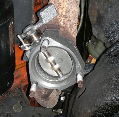 Heat riser valve installed, open